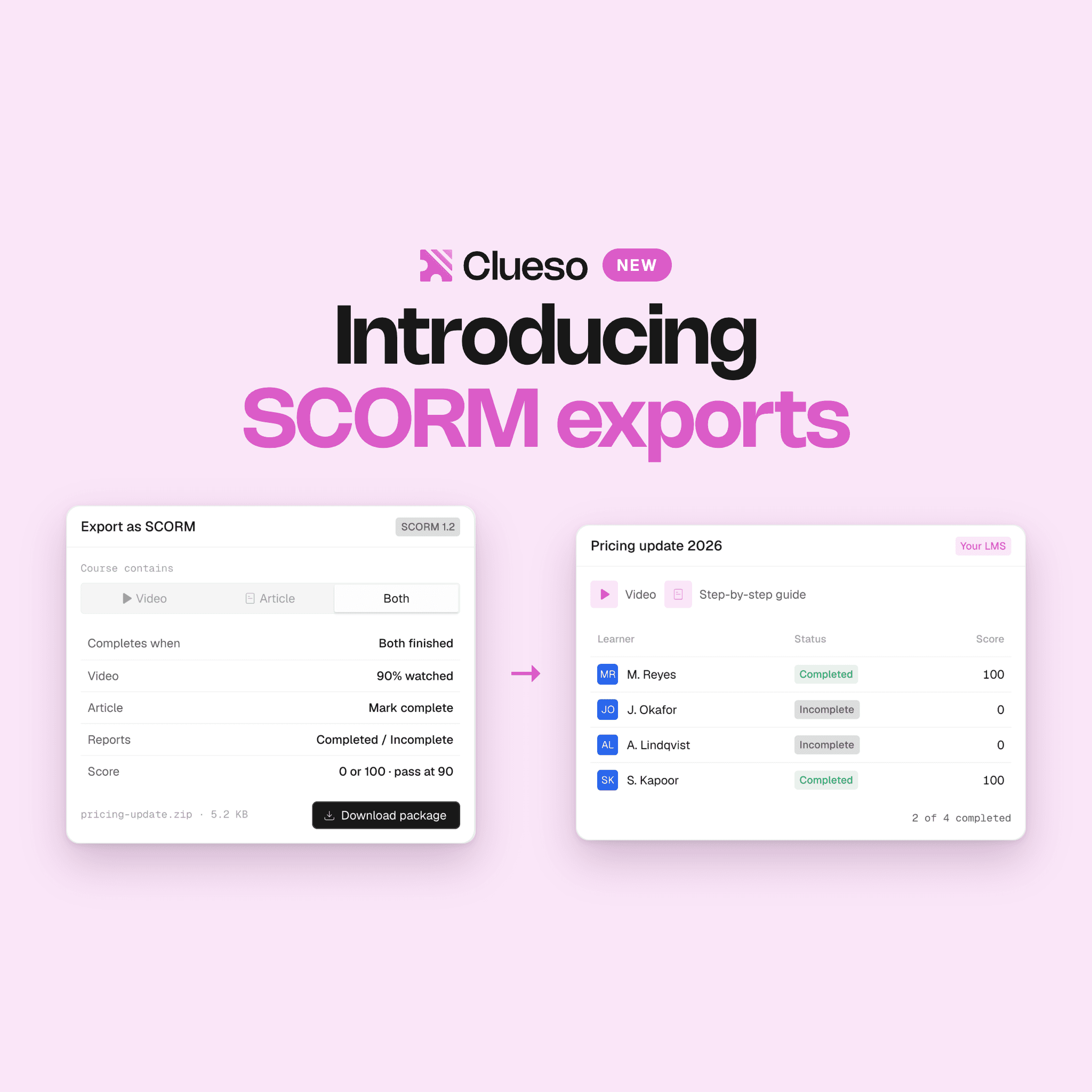Introducing SCORM exports