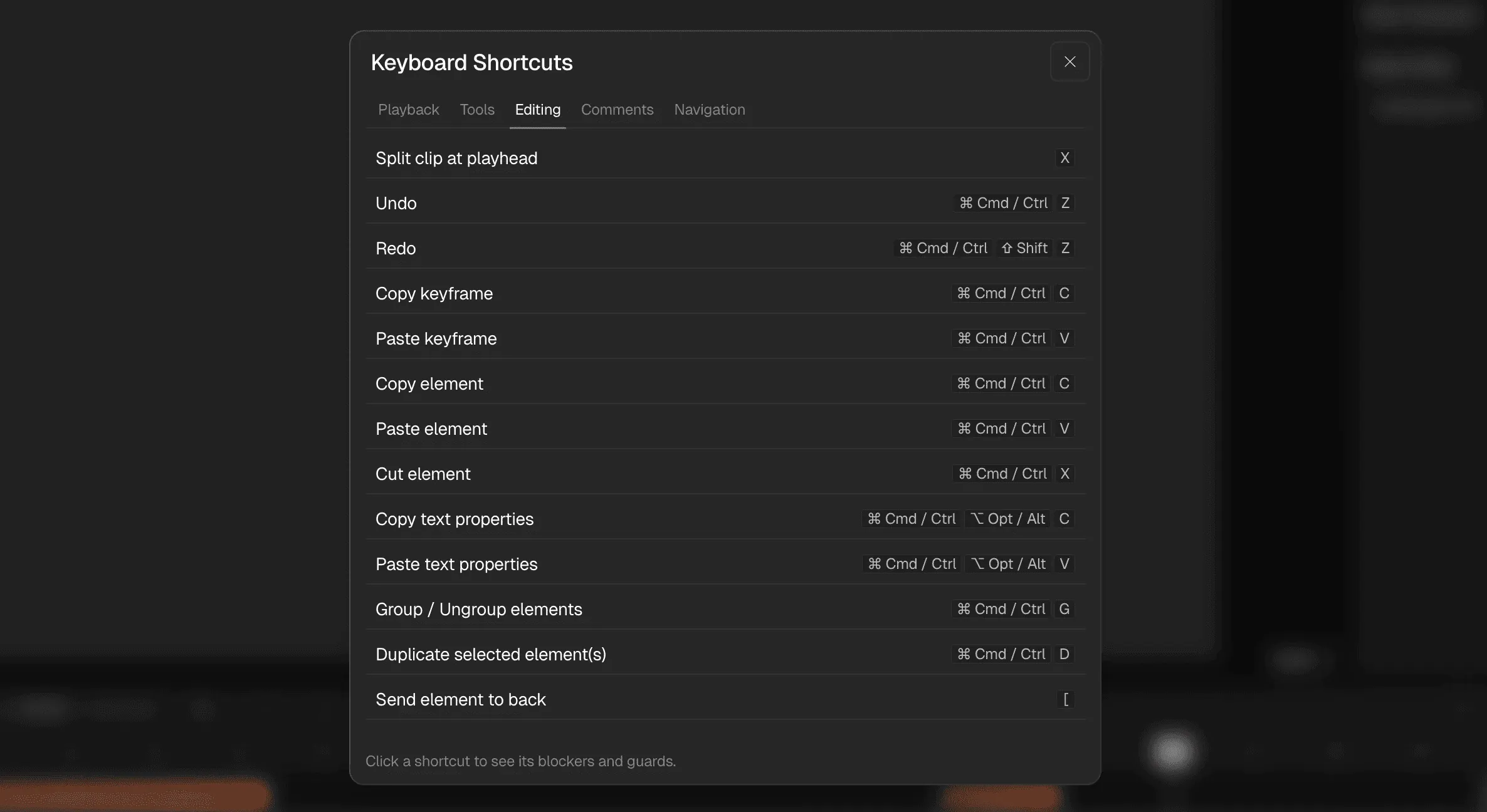 Keyboard shortcuts
