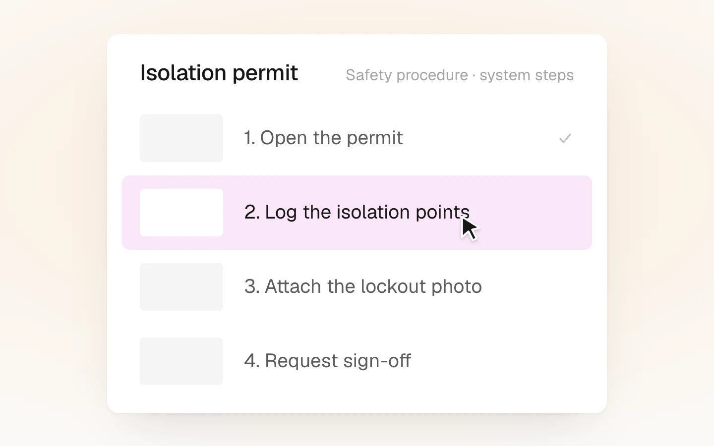 Safety and handling steps
