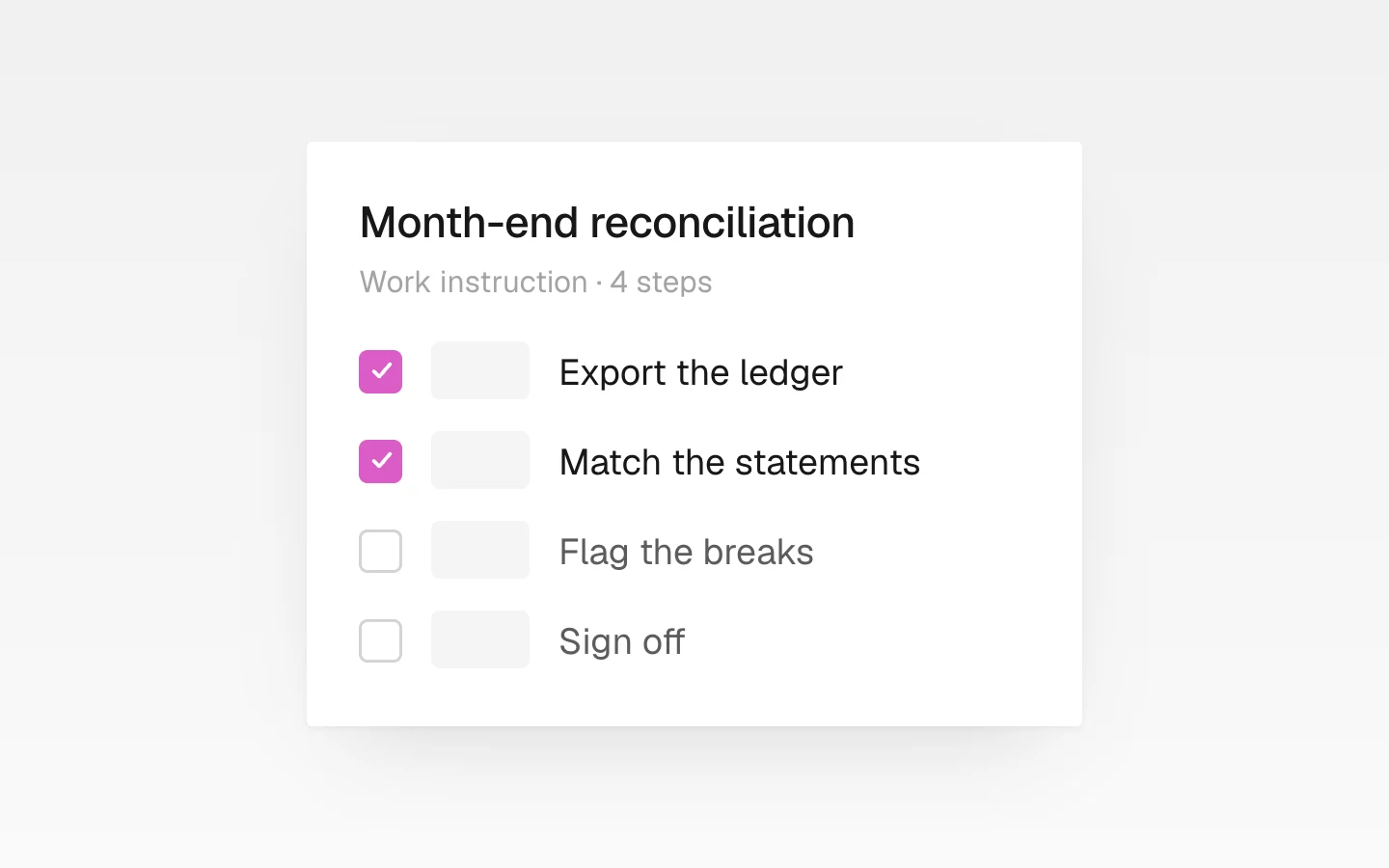 Standard work instructions