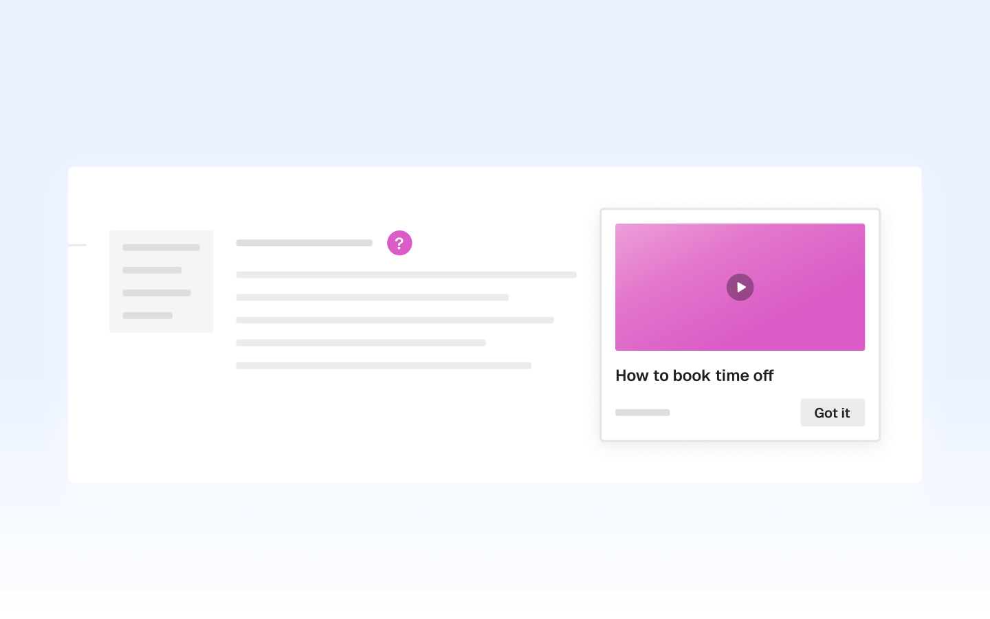 In-app help snippets