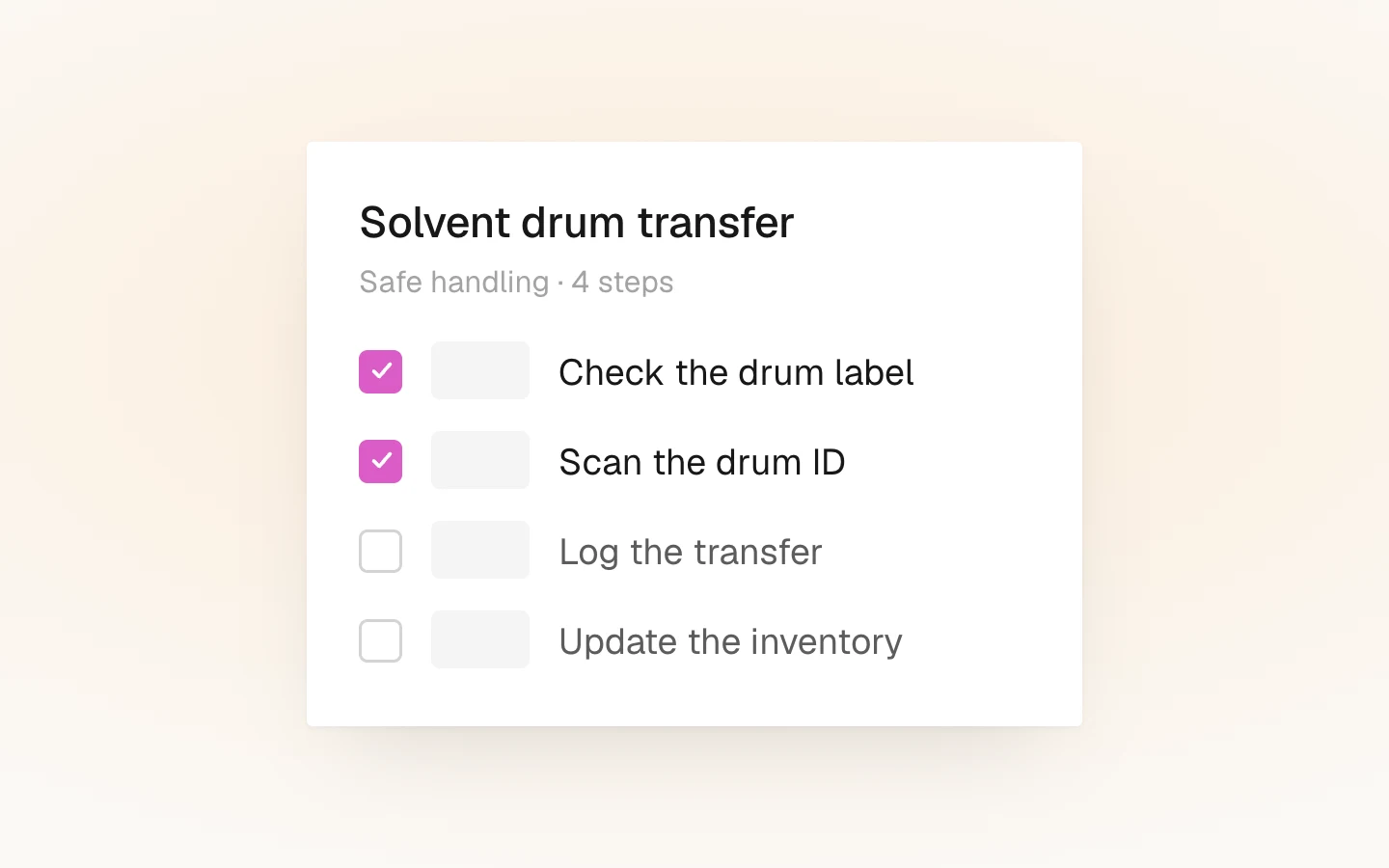 Safety and handling steps